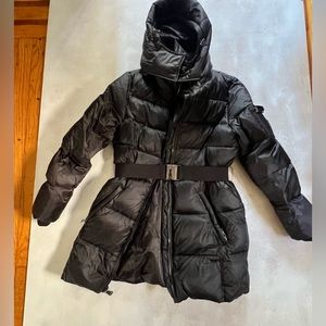 Vince Camuto Black Puffer Coat with Belt